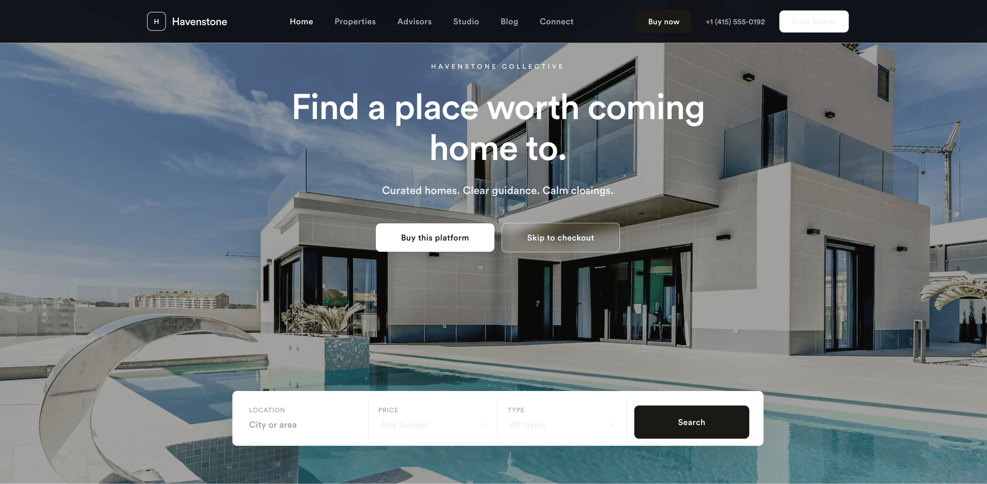 Preview of Sample 2 minimal real estate homepage